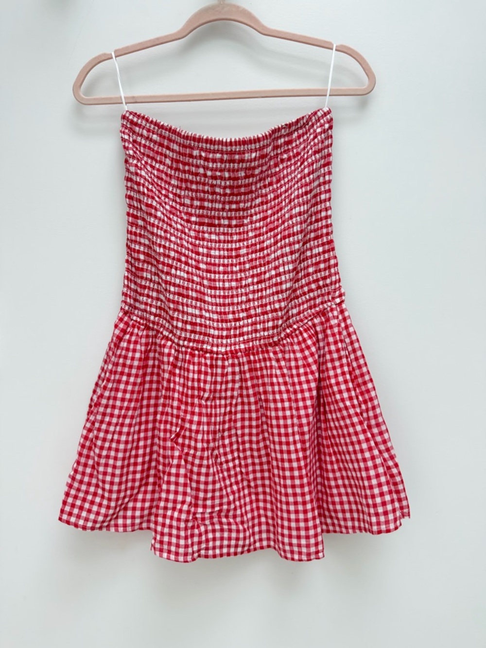Hollister red Gingham Smocked romper dress